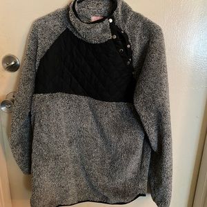 Pink Lily Asymmetrical Button Sherpa